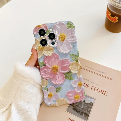 🔥Colorful Retro Oil Painting Print Flower Apple Phone Case