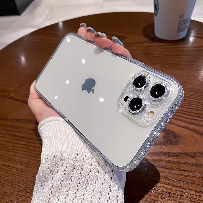 Side Sparkly Clear iPhone Case With Camera Protector