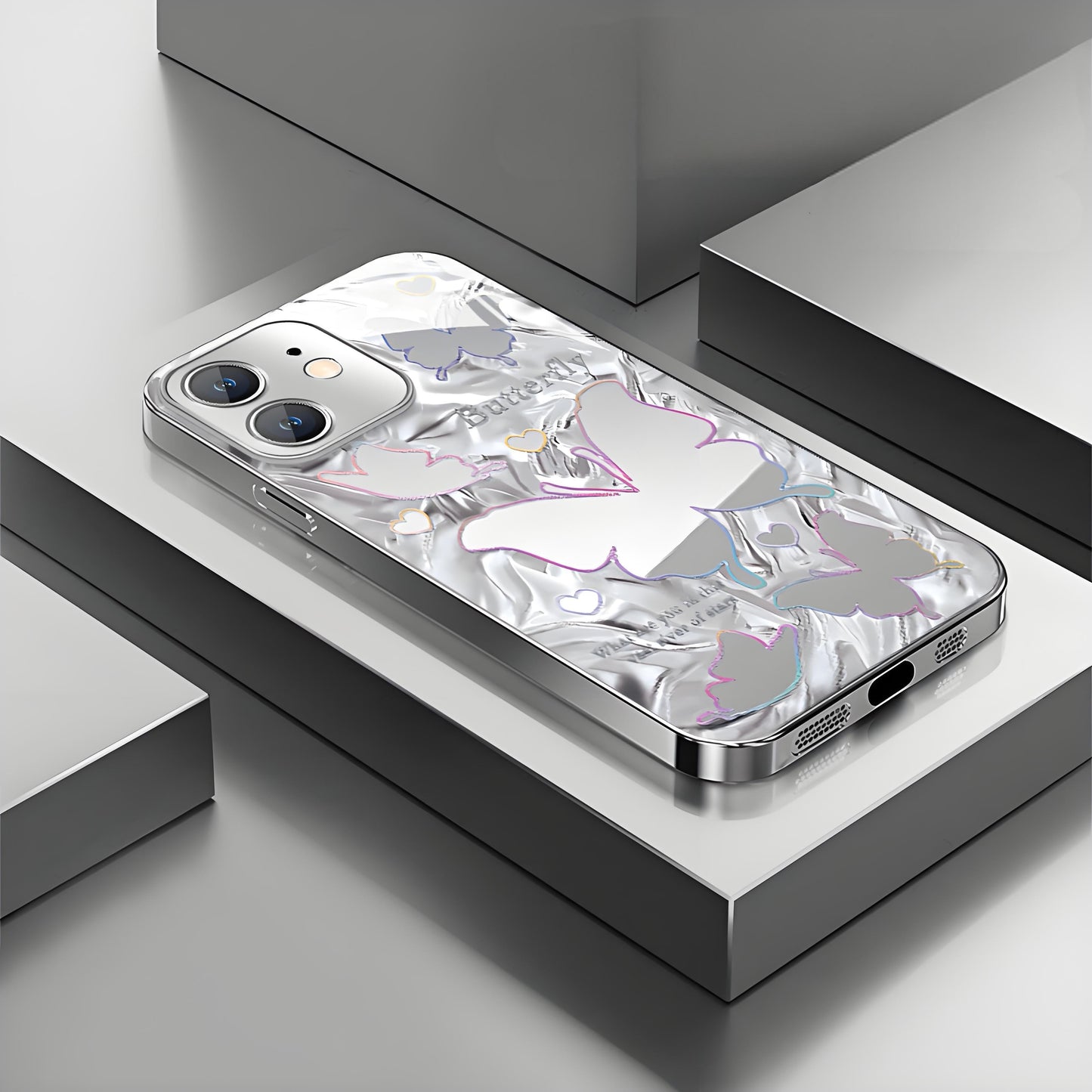 🔥Last Day 49% OFF-2025 Electroplating Anti-Drop Mirror Butterfly Apple Phone Case